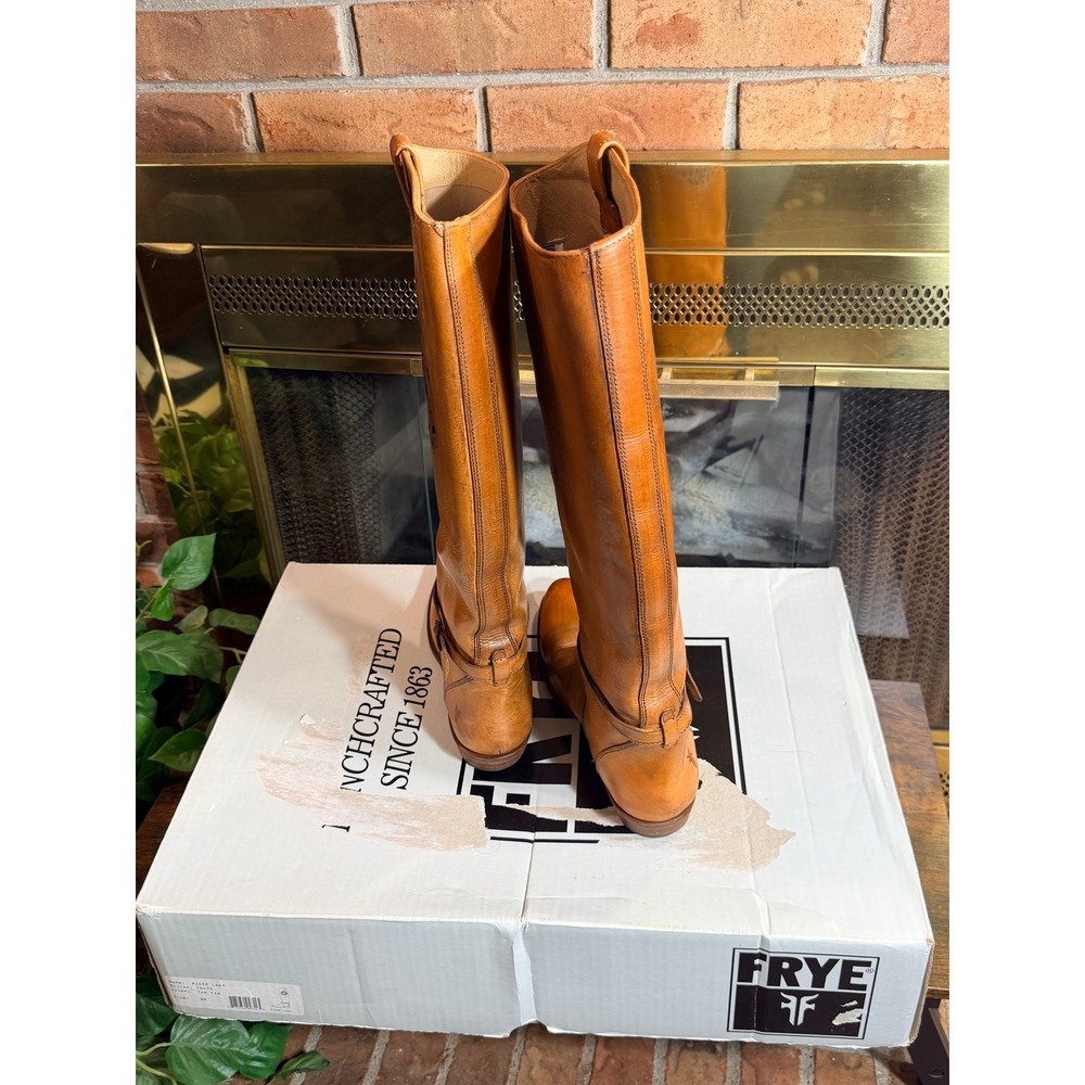 Frye Rider Logo Boots Women Tan Leather Tall Riding EquestrianSize 9M - Picture 11 of 16